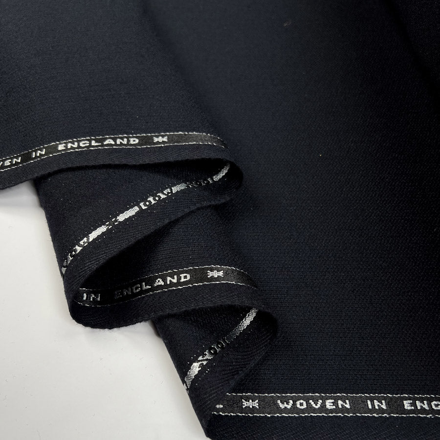 Wool Suiting Vertical Ribs Dark Navy British Woven Fabric Fold