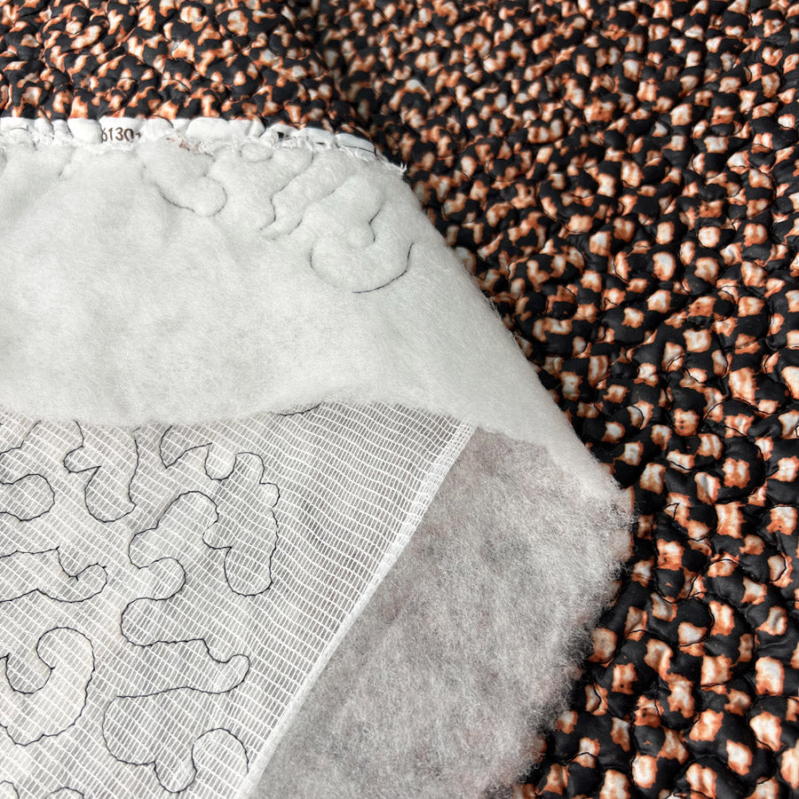 Alone By The Fire Quilted Orange Black Wadding Polyester Coating Fabric Fold