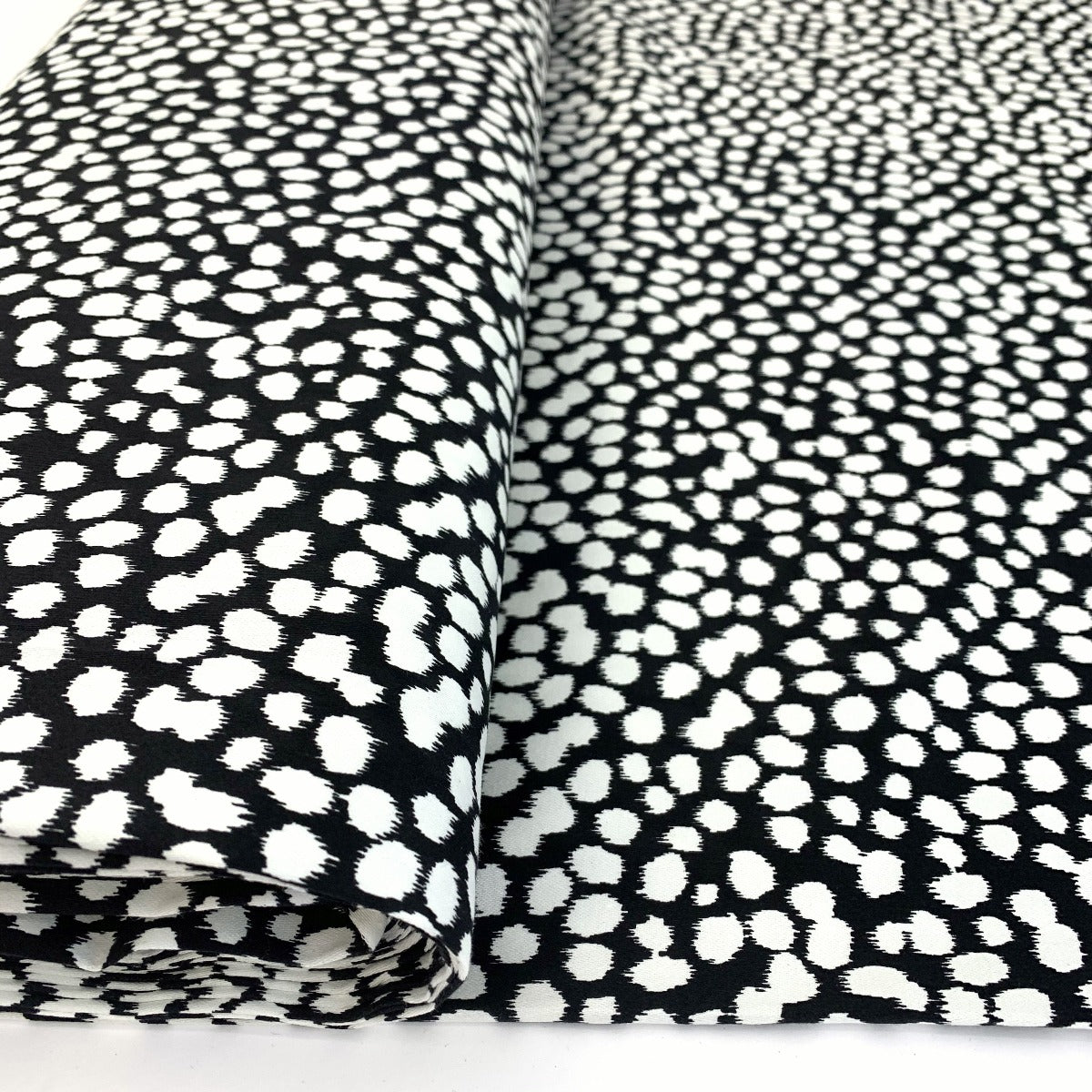 An Elegant Take Laurent Spotty Black White John Louden Stretch Woven Dress Fabric Roll