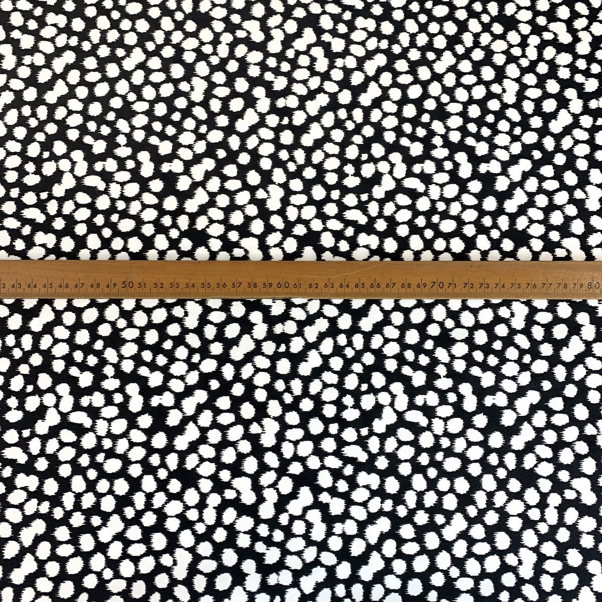 An Elegant Take Laurent Spotty Black White John Louden Stretch Woven Dress Fabric Scale