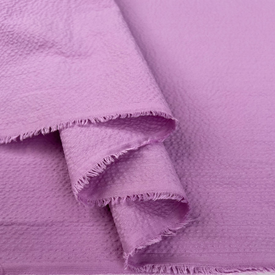 Austrian Seersucker Raspberry Milkshake Plain Purple Cotton Woven Dress Fabric Fold