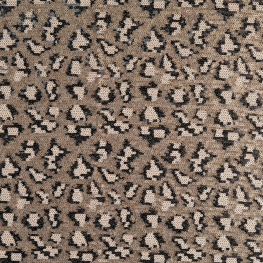 Bagheera Animal Print Sequin Gold Black Dressmaking Fabric Pattern