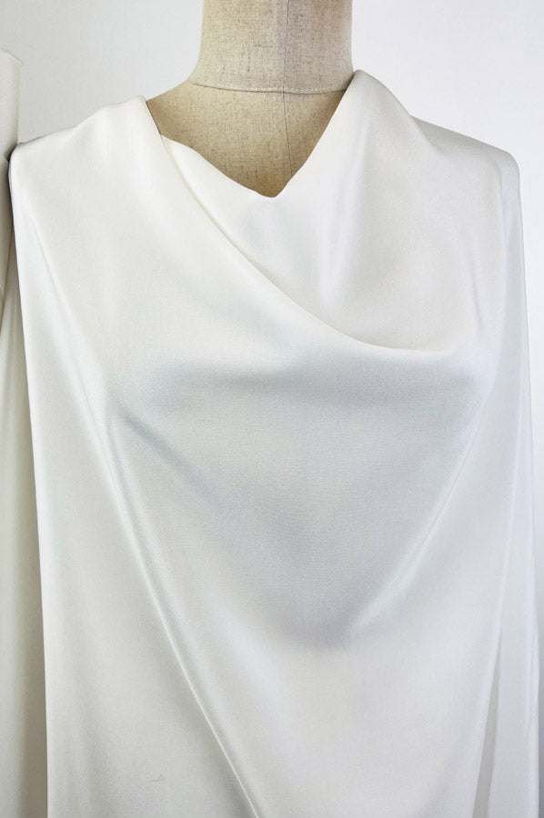 Belle Silk Crepe De Chine Dress Fabric White Chest