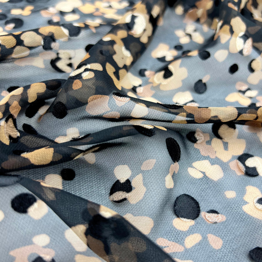Black Gold Silk Viscose Burnout Sheer Dress Fabric Mirage Bokeh Cu 34F04C24 2Fbb 421E B977 115737B24015