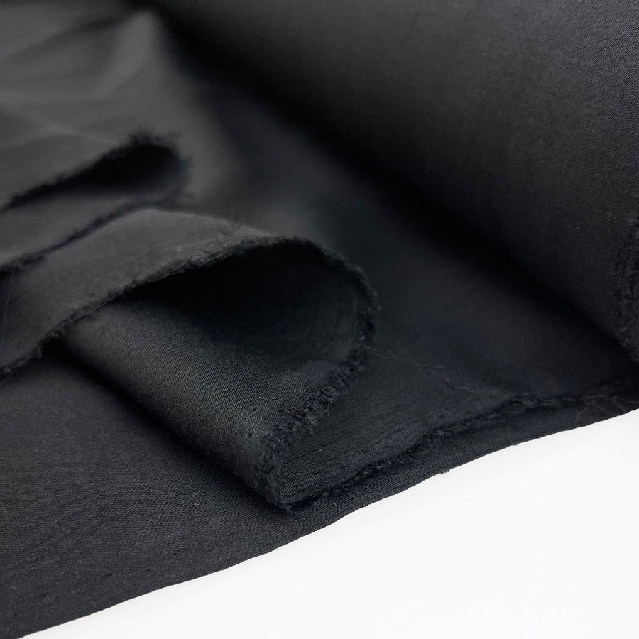 Black Polyester Viscose Dressmaking Fabric Linen Look Voile Fold