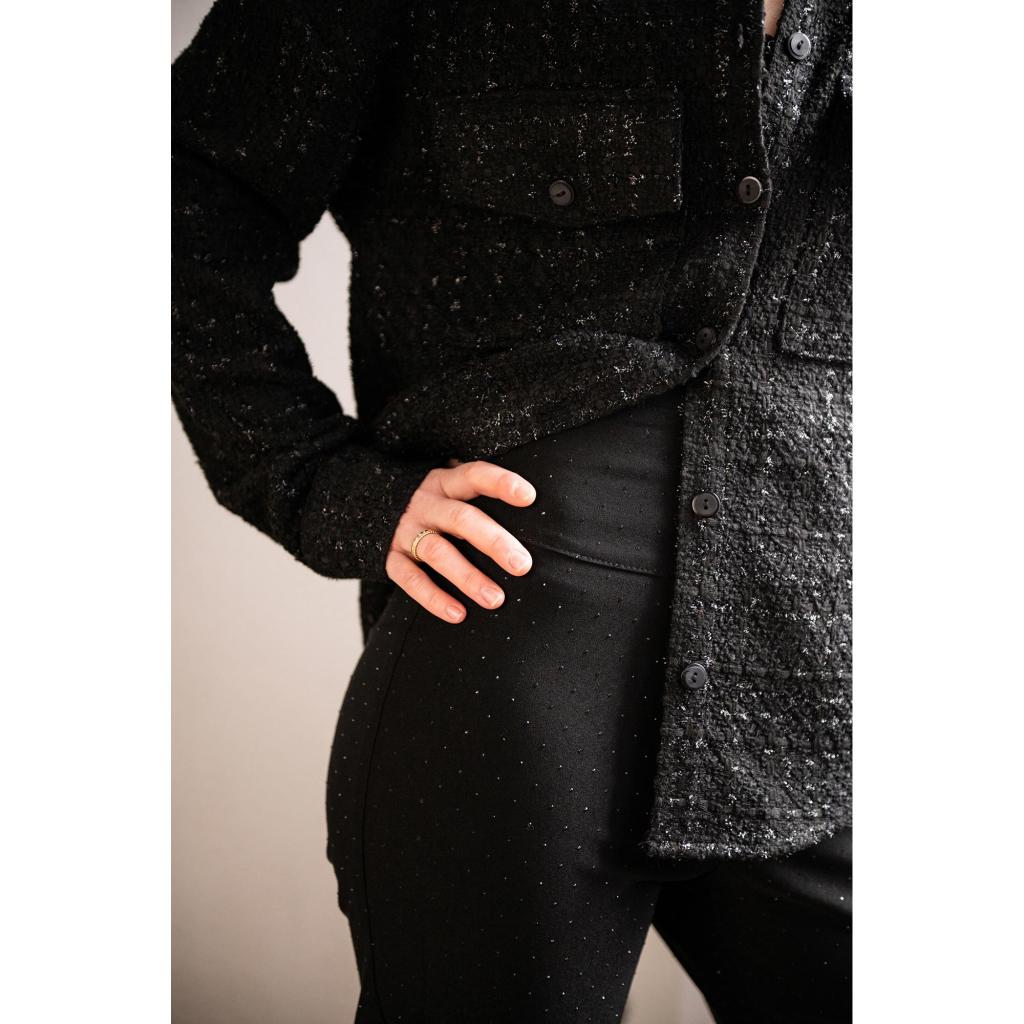 Black Viscose Nylon Elastane Bengaline Fabric Dew Drop