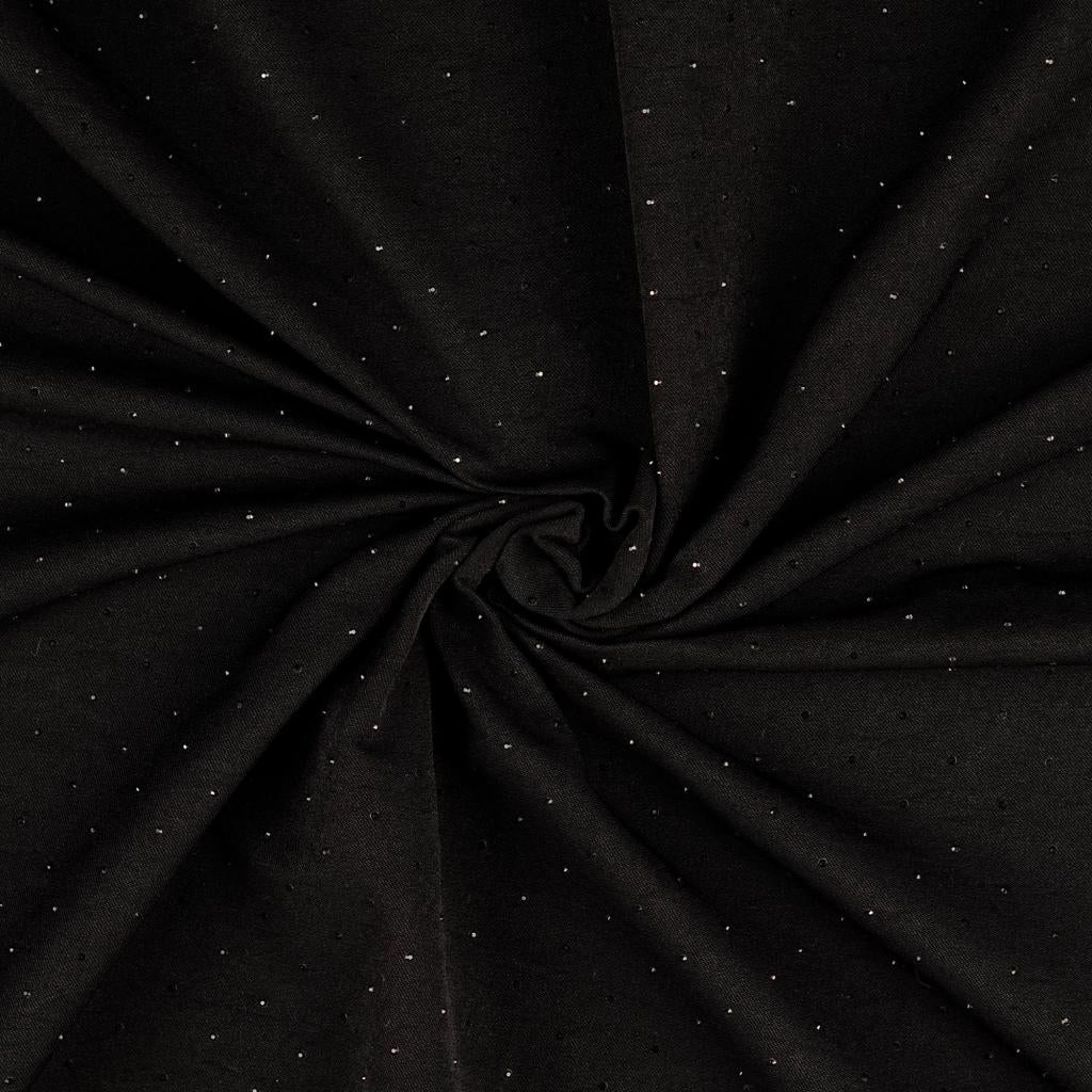 Black Viscose Nylon Elastane Bengaline Fabric Dew Drop Twist