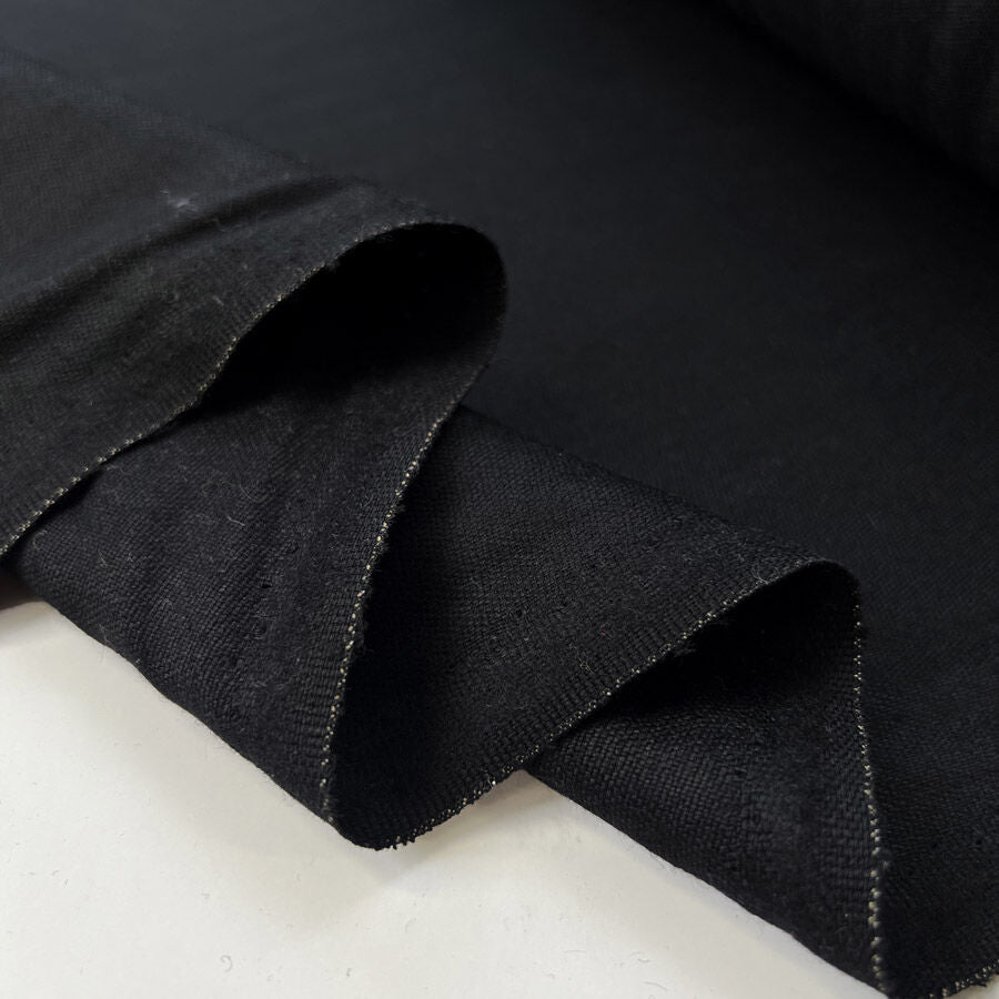 Blackthorn black worsted wool british fine woven suiting fabric fold