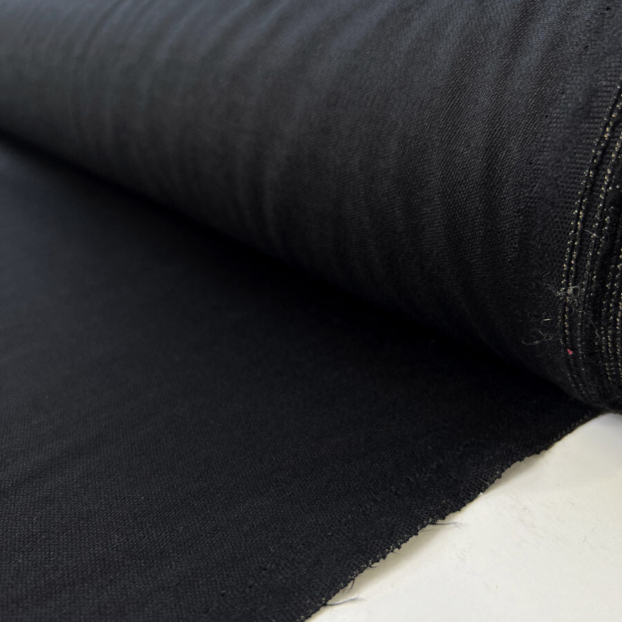 Blackthorn black worsted wool british fine woven suiting fabric roll