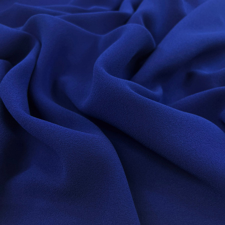 Blue Triple Crepe Polyester Dress Fabric Deep Royal
