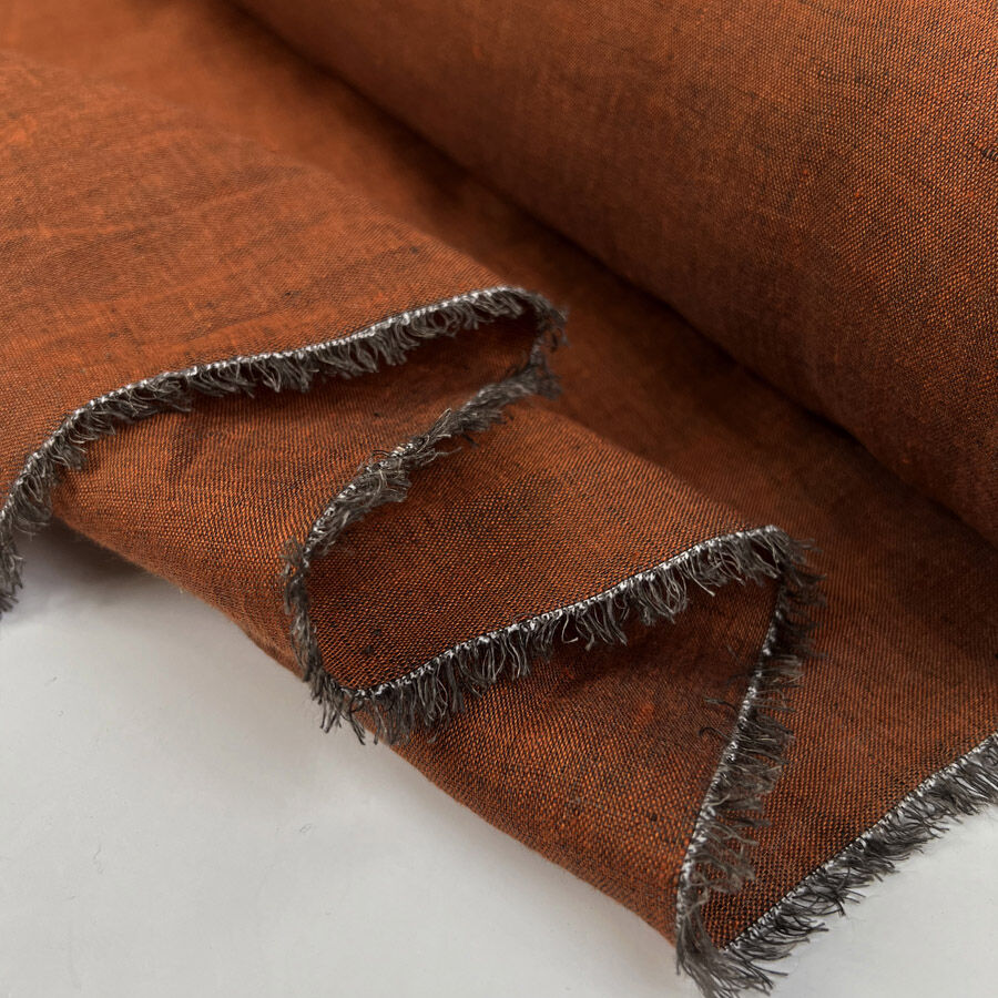 Bohemian Rhapsody Rust Linen Orange Italian Woven Shirting Fabric Fold