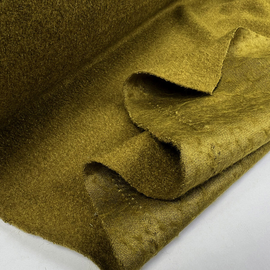 Boiled Wool Green Polyester Blend Lightweight Coating Fabric Fold