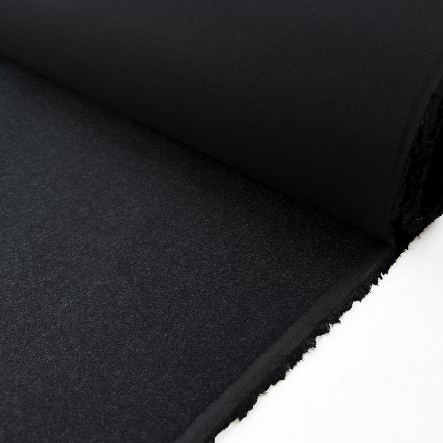 Bonded wool cotton black grey marl british water resistant coating fabric roll