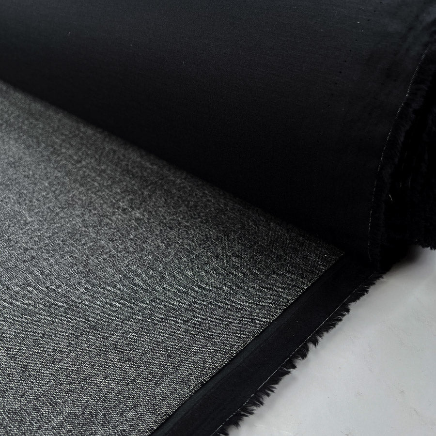 Bonded wool cotton grey marl british water resistant deadstock coating fabric roll