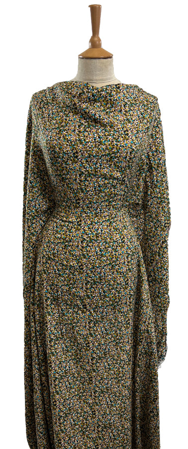 Bounty Full Green Yellow Floral Dressmaking Fabric Mannequin