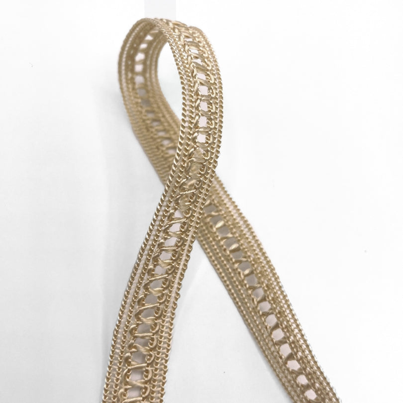 Braided Viscose Trim Beige Fold