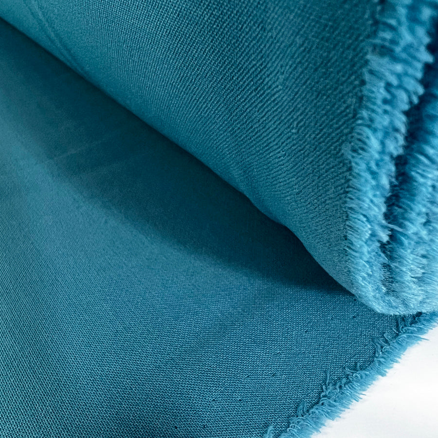 Breakfast At Wool Polyester Elastane Blue Dress Fabric Roll