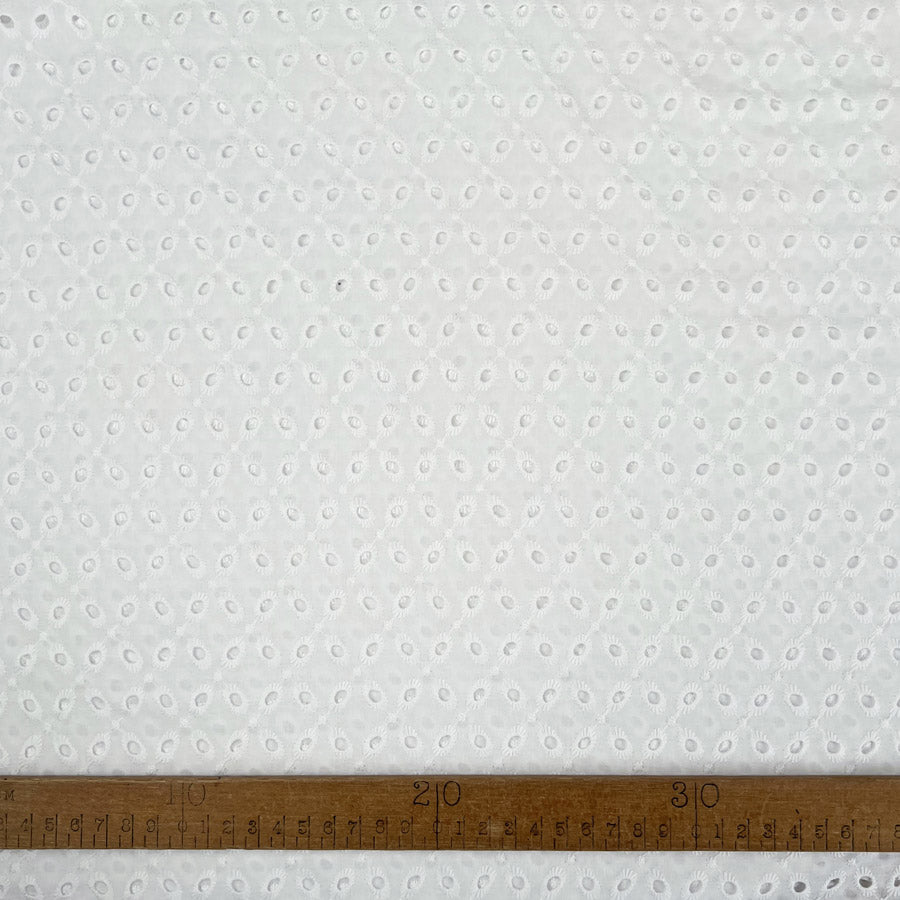 Broderie Anglaise Chloe White Embroidered Floral Summer Dress Fabric Ruler