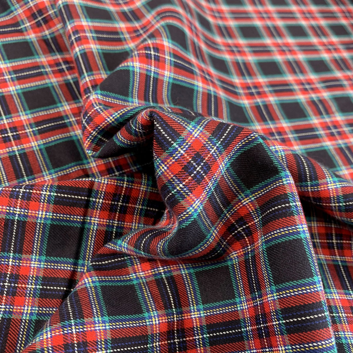 Brushed Tartan Benjamin Blue Cotton Shirt Material Fold