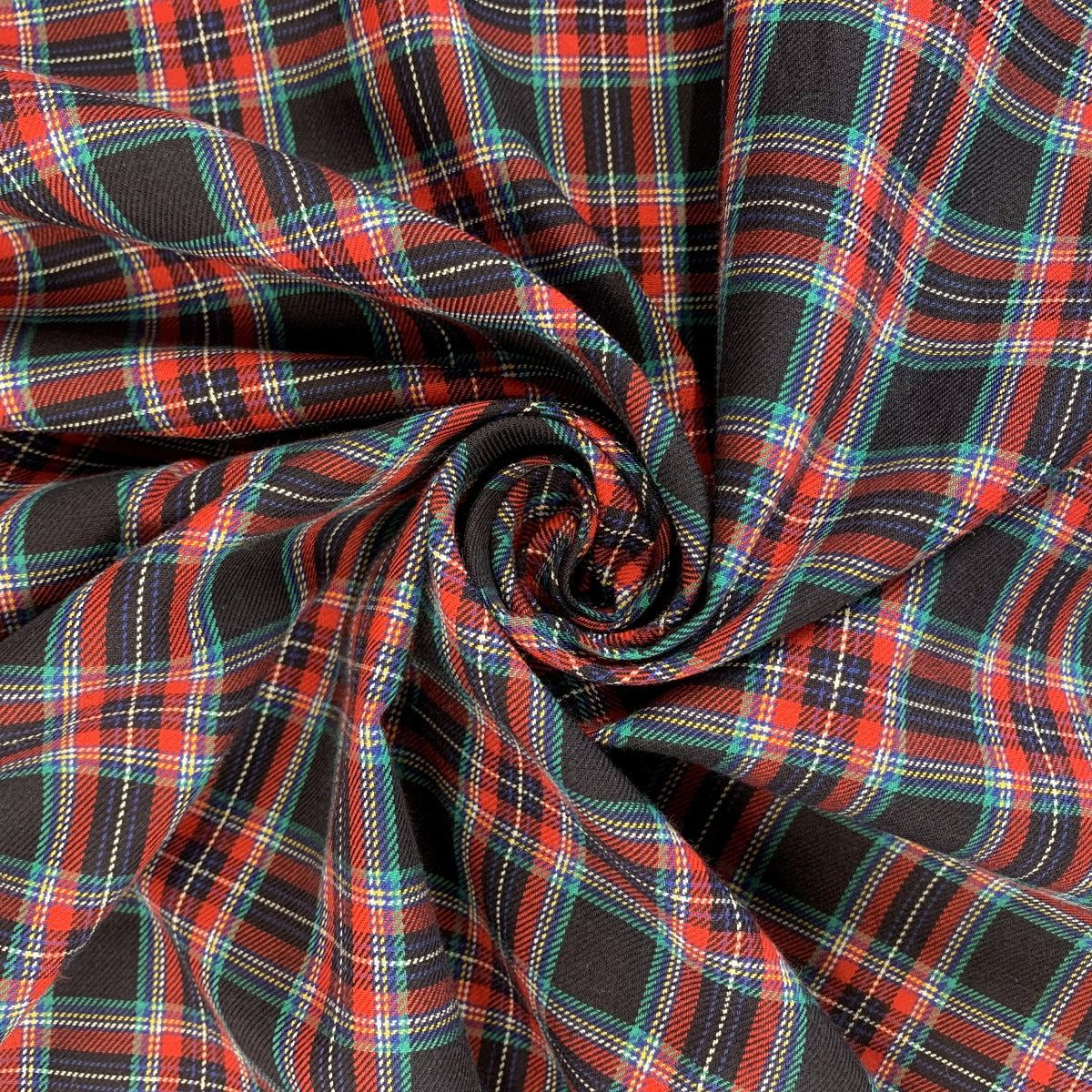 Brushed Tartan Benjamin Blue Cotton Shirt Material Swirl