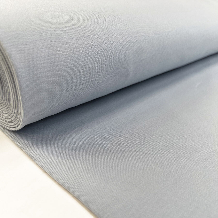 Brushed French Terry Soft Blue Cotton Elastane Stretch Knit Jersey Fabric Bolt