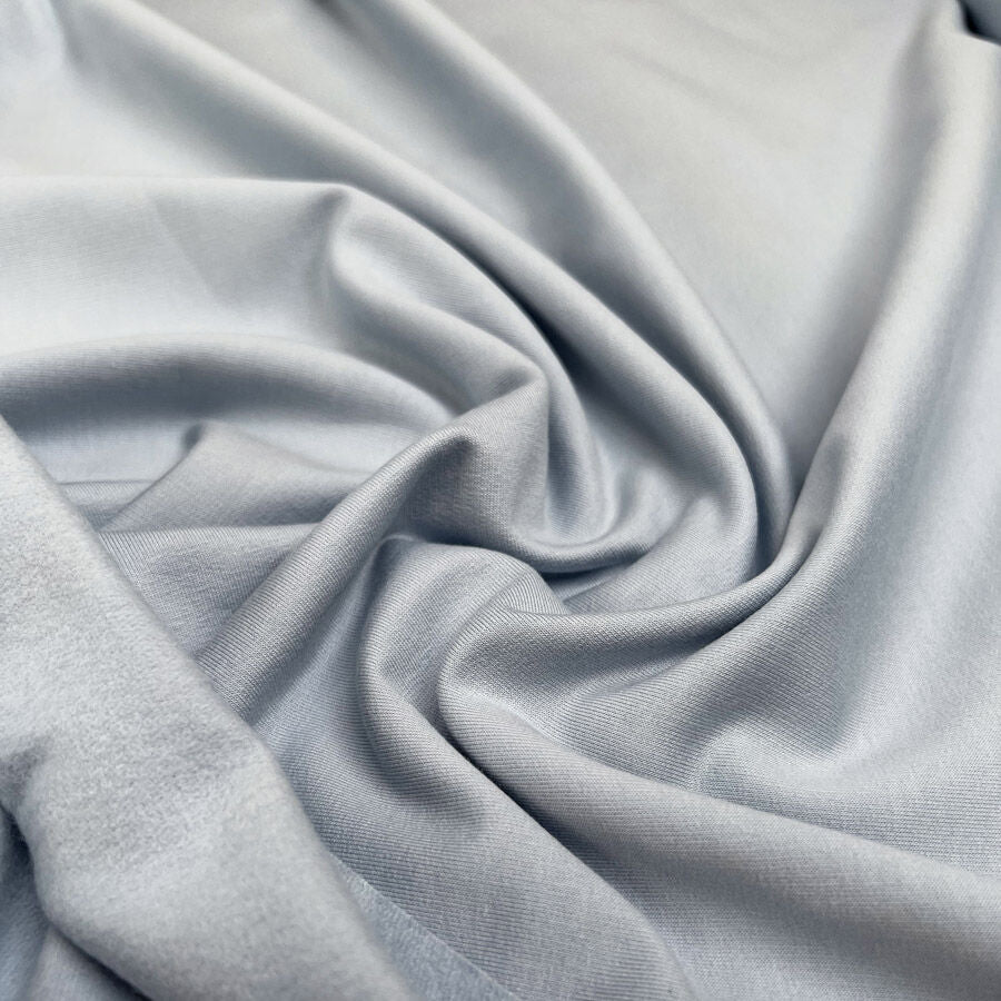 Brushed French Terry Soft Blue Cotton Elastane Stretch Knit Jersey Fabric