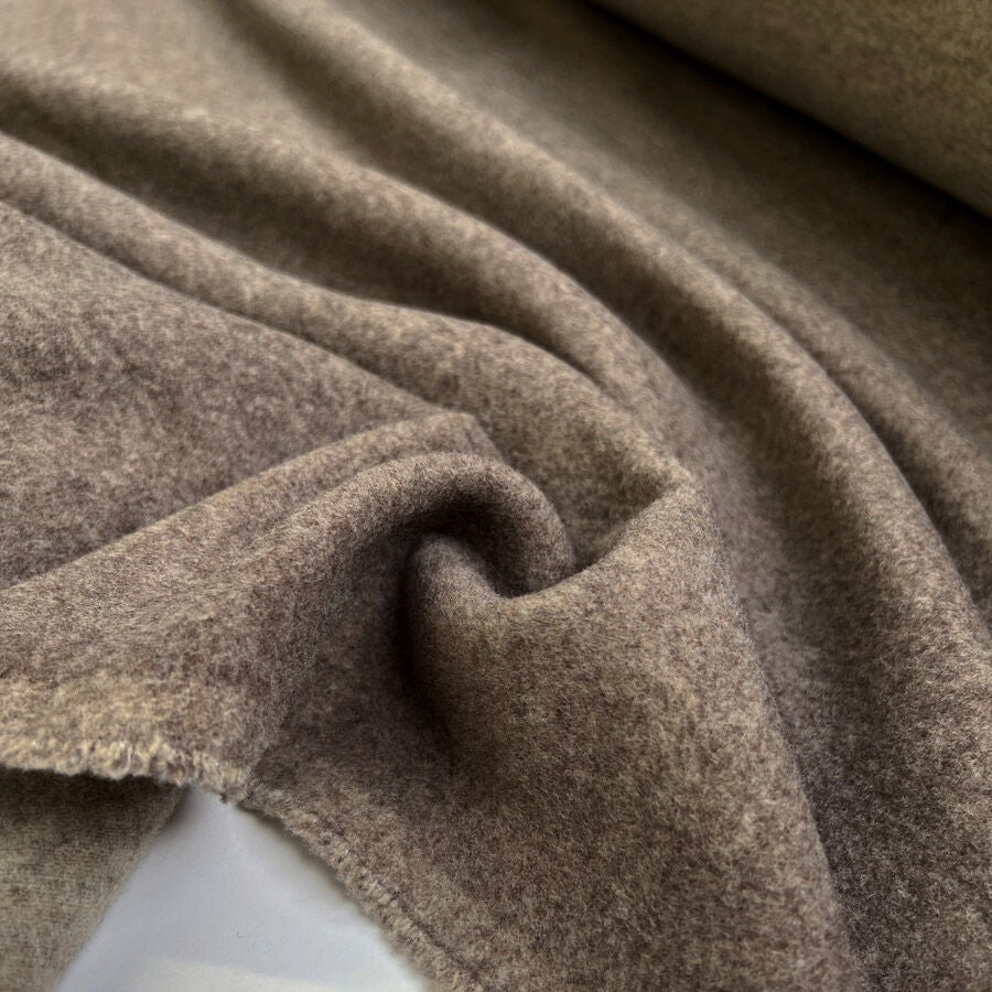 Caldo wool brown beige soft italian coating fabric cu