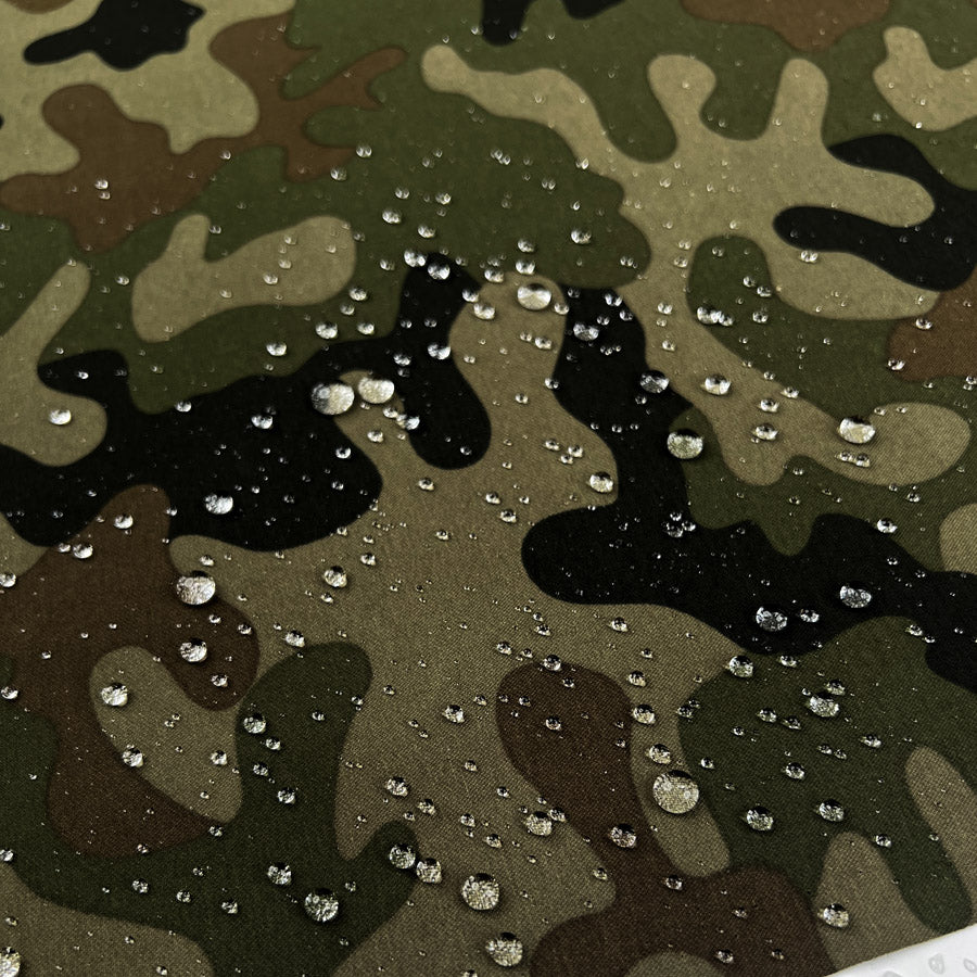 Camo Shield Army Green Brown Water Resistant Nylon Coating Fabric