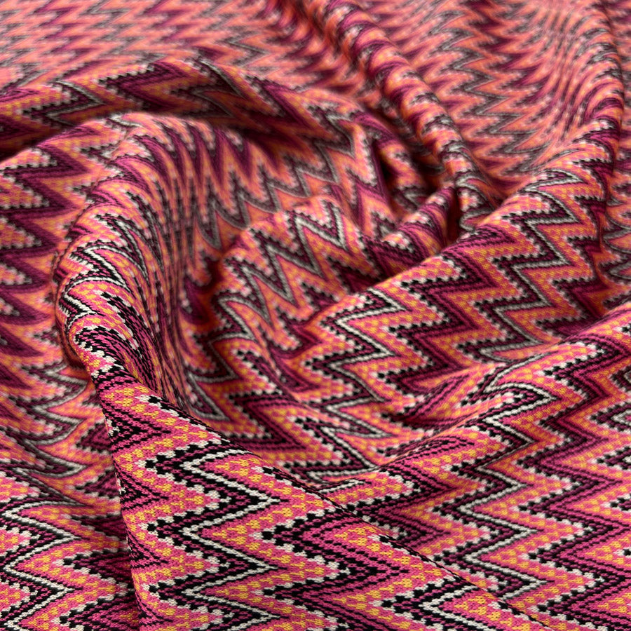 Carlotta Polyester Polyamide Elastane Pink Zig Zag Knit Jersey Fabric