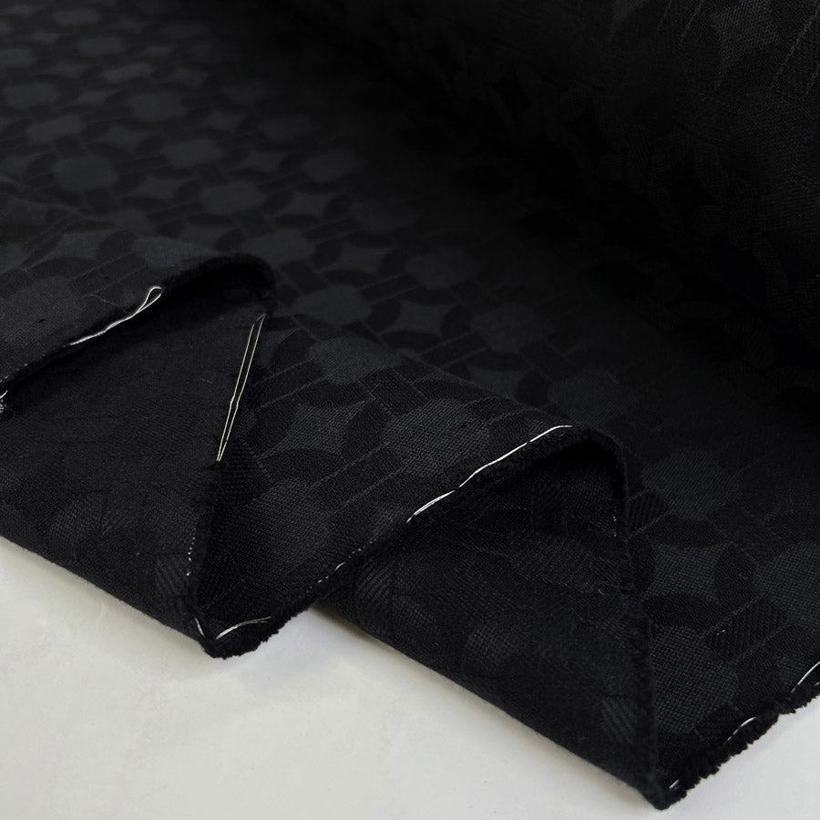 Catena Cotton Black Chain Print Italian Suiting Fabric Fold
