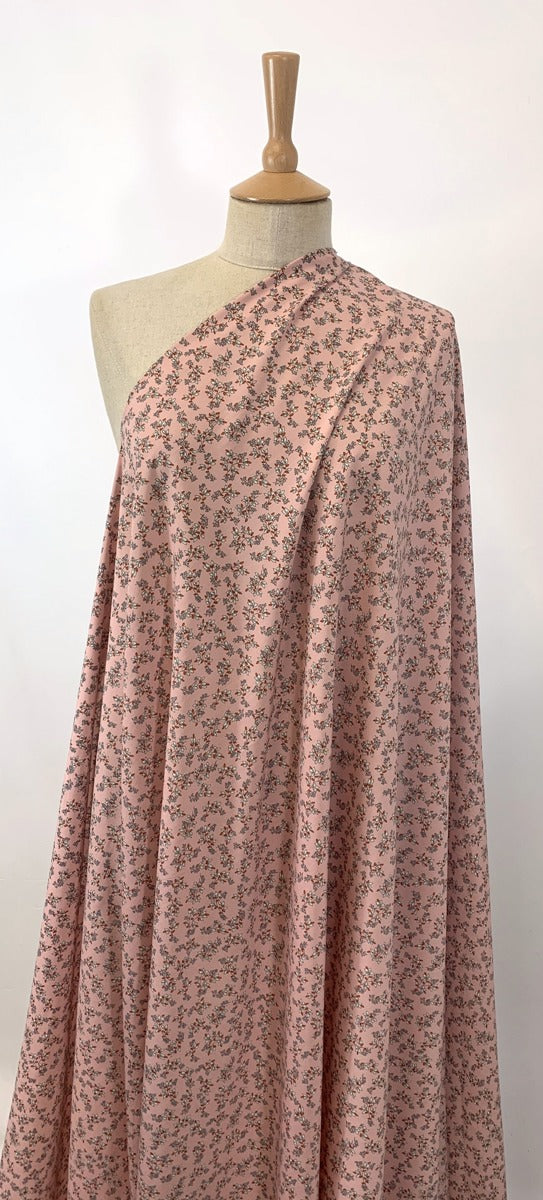 Challis Sacha Pink Soft Viscose Dress Fabric Mint Floral Dress 2