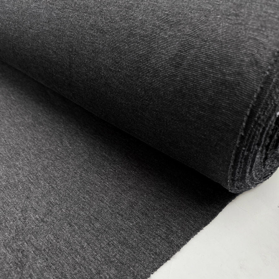 Changing Times Charcoal Ponte Polyester Viscose Elastane Stretch Grey Knit Jersey Fabric Roll