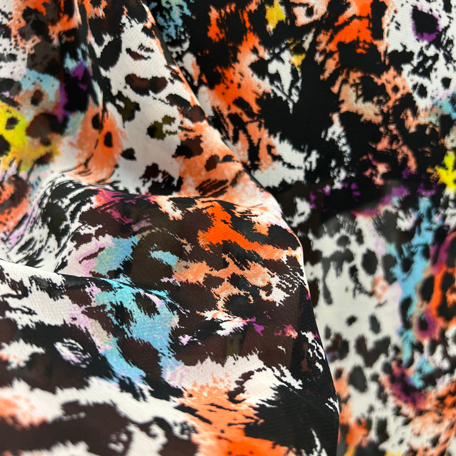 Chiffon Trixie Polyester Abstract Multicoloured Printed Dress Fabric