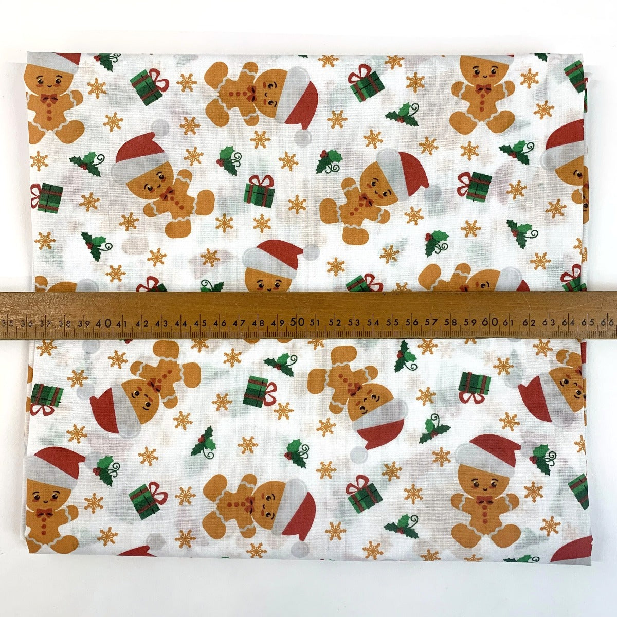Christmas Polycotton Santa S Gingerbread Men White Scale