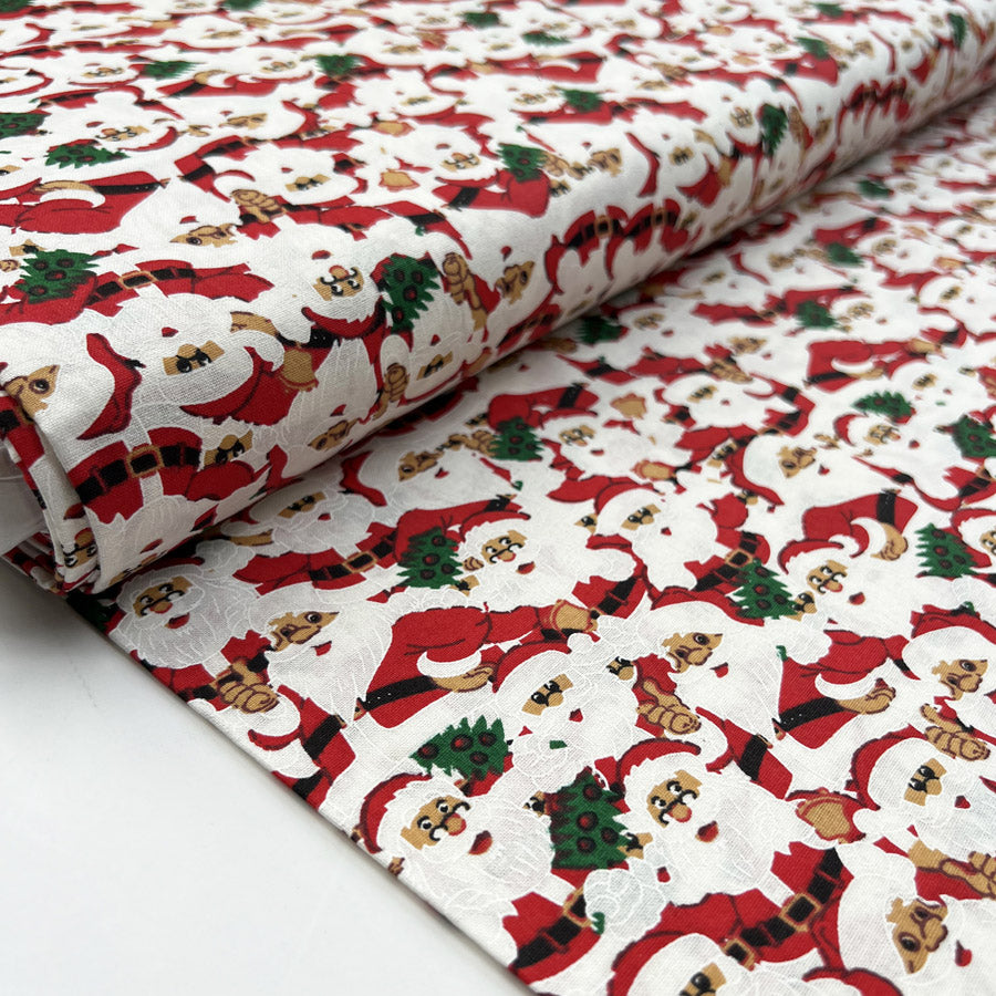 Christmas Cotton Claus Red White Santa Print Craft Fabric Bolt