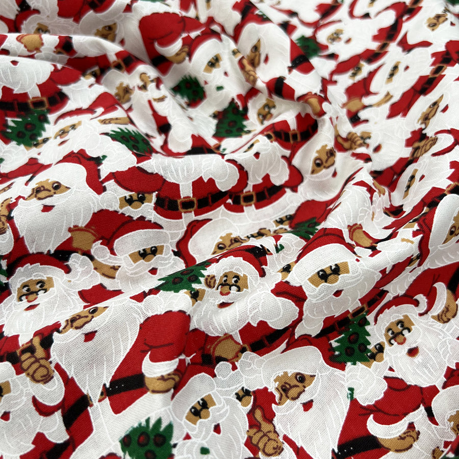 Christmas Cotton Claus Red White Santa Print Craft Fabric