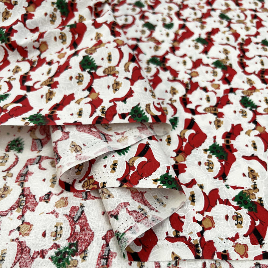 Christmas Cotton Claus Red White Santa Print Craft Fabric Fold