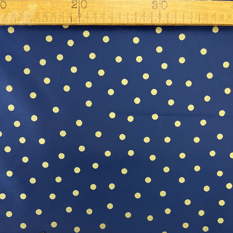 Christmas Craft Fabric Polyester Taffeta Blue Spot Ruler