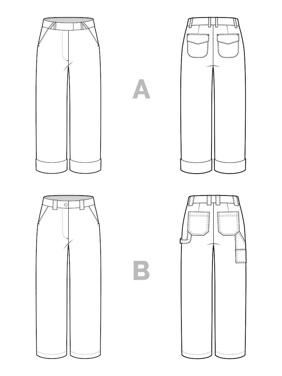 Closet Core Patterns Rika Pants Pattern Sketch