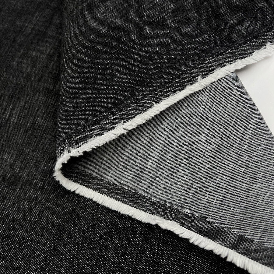 Como Moderno Denim Adriano Cotton Elastane Black Stretch Woven Fabric Fold