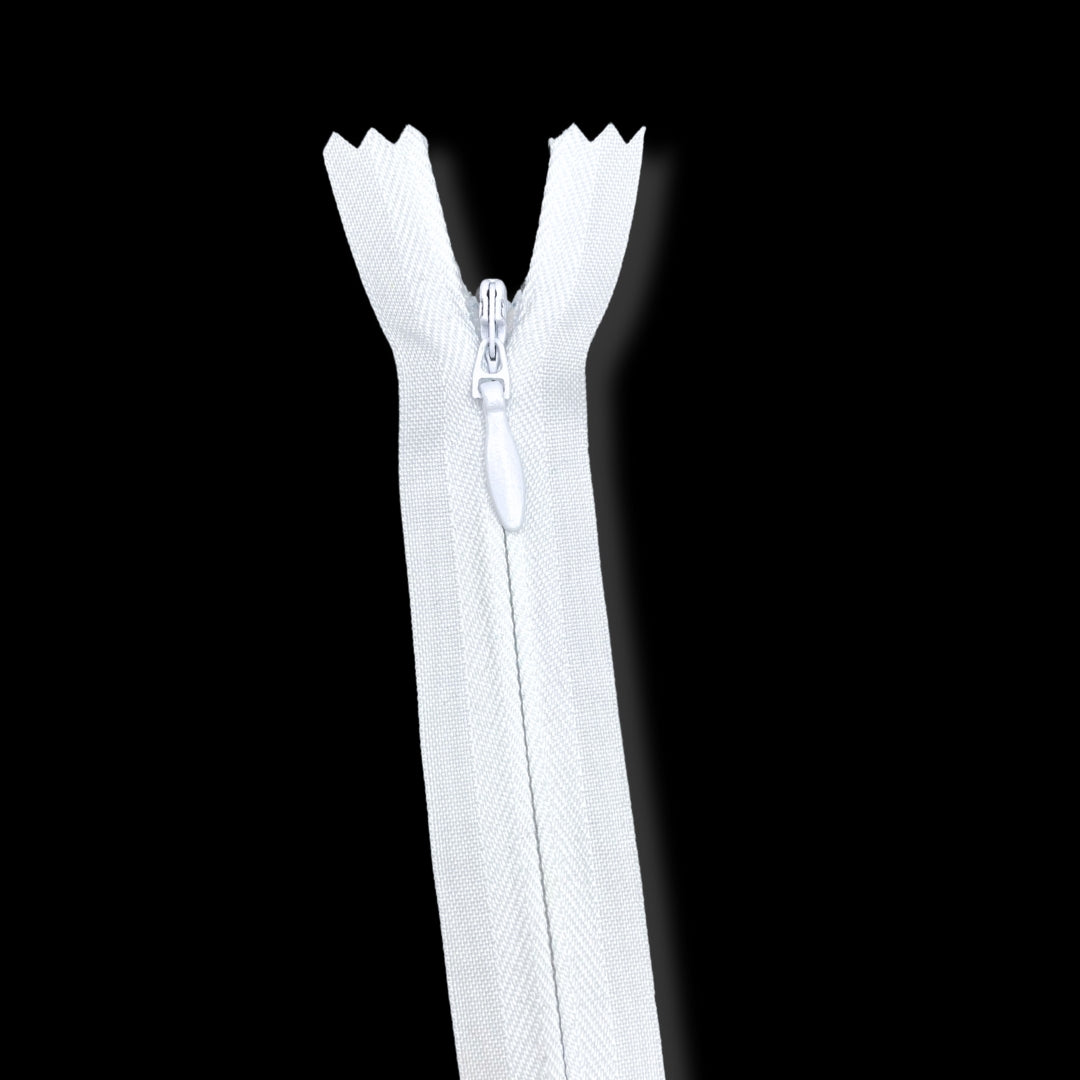 Concealed Nylon Zips Bright White