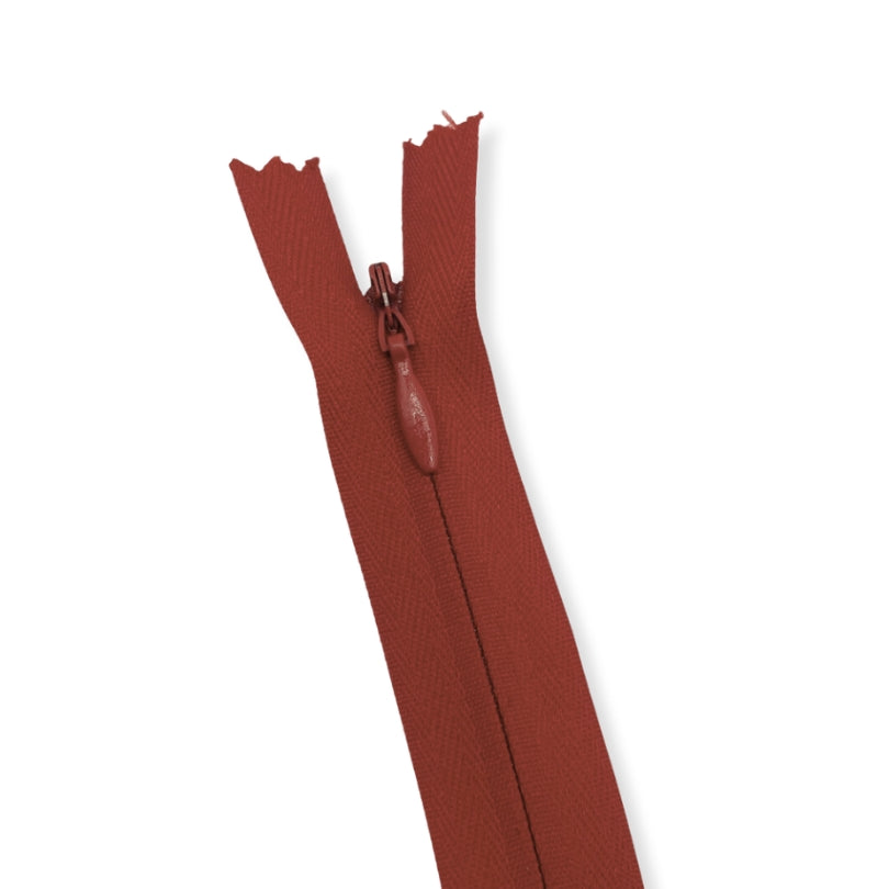 Concealed Nylon Zips Dark Red