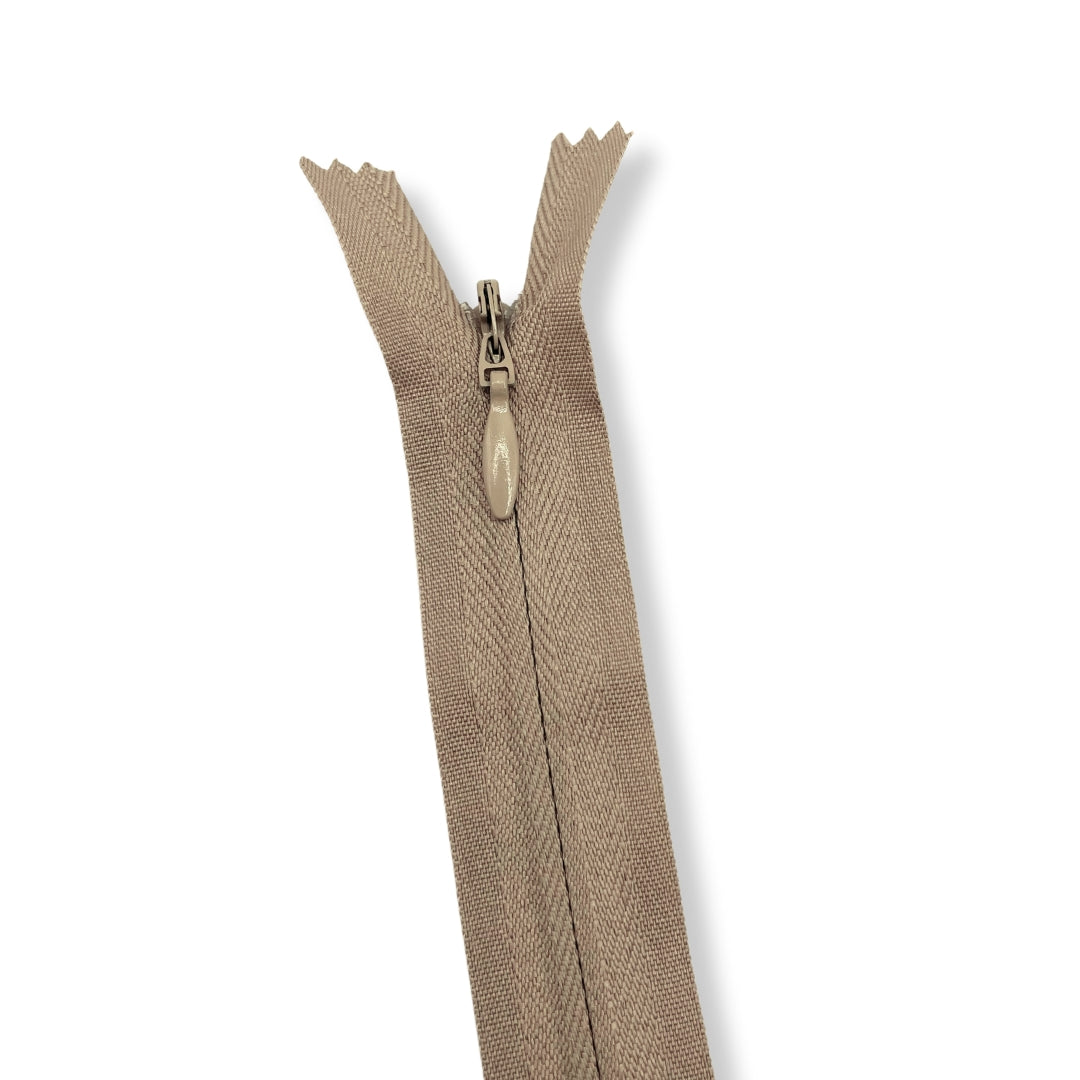 Concealed Nylon Zips Taupe