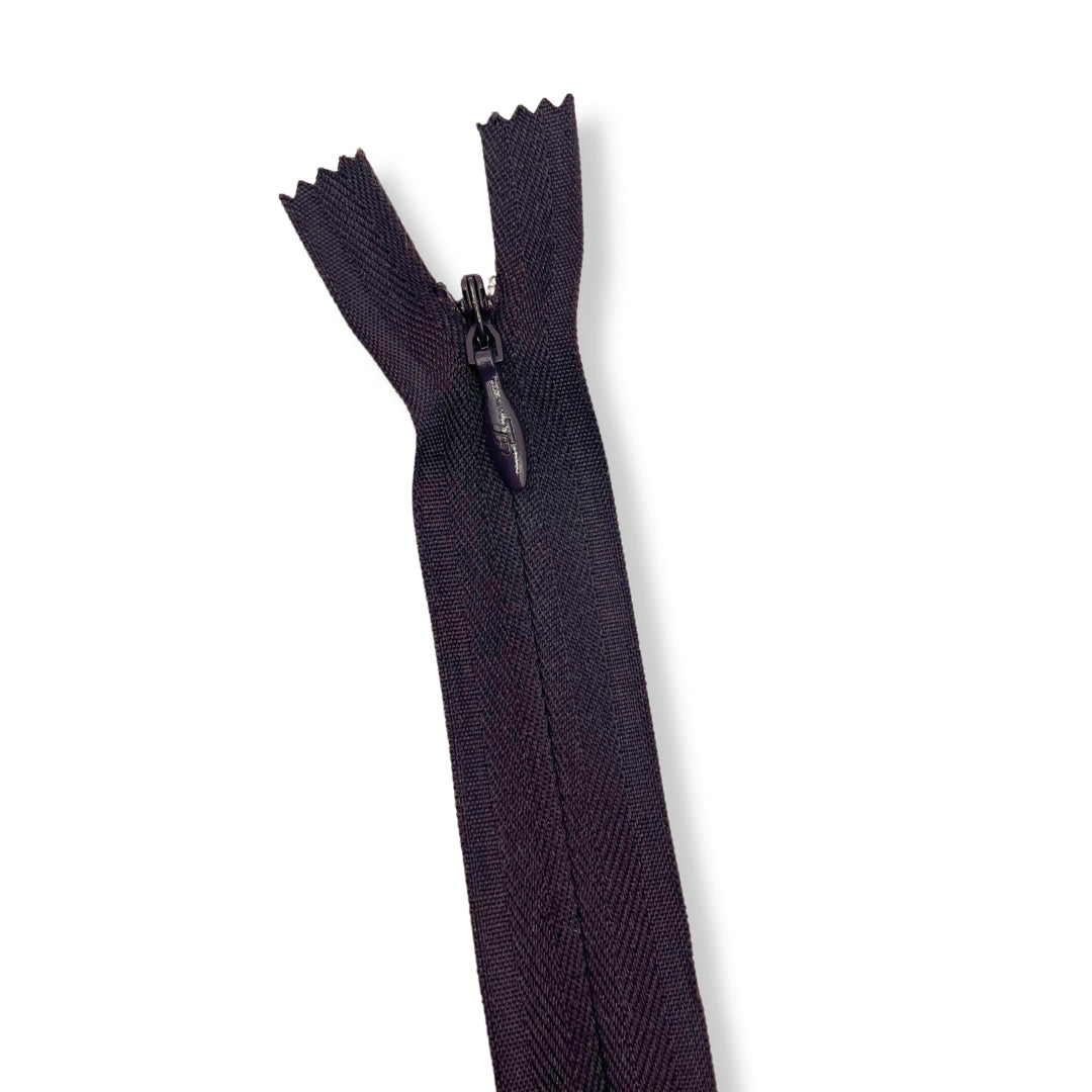 Concealed Nylon Zips Very Dark Brown