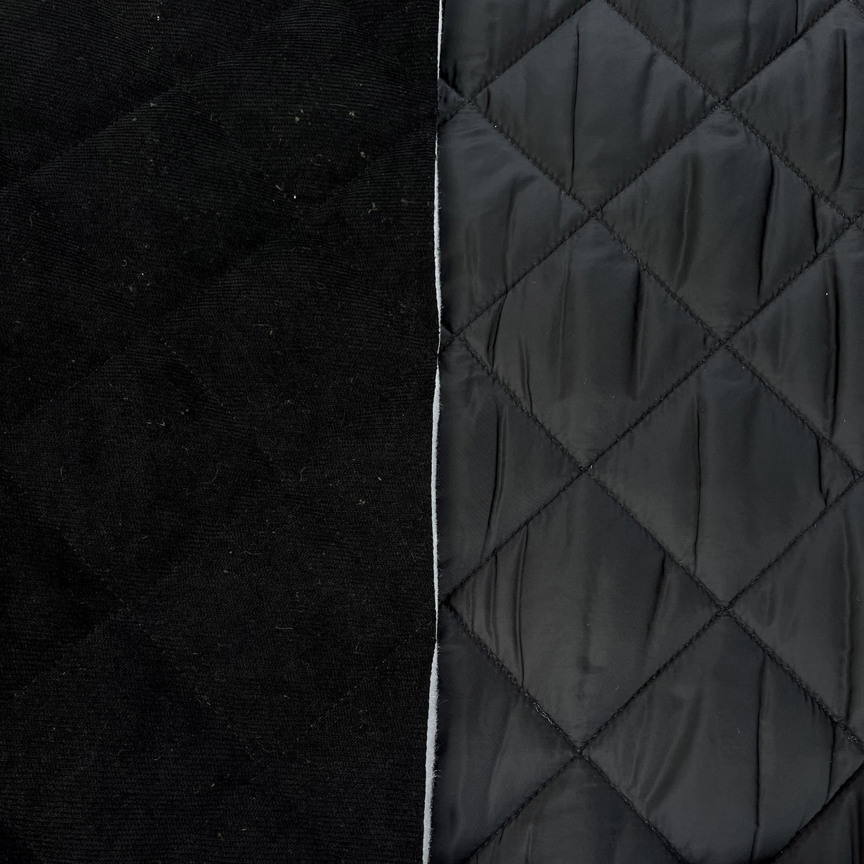 Corduroy Quilting Black Polyester Wadded Diamond Coating Fabric