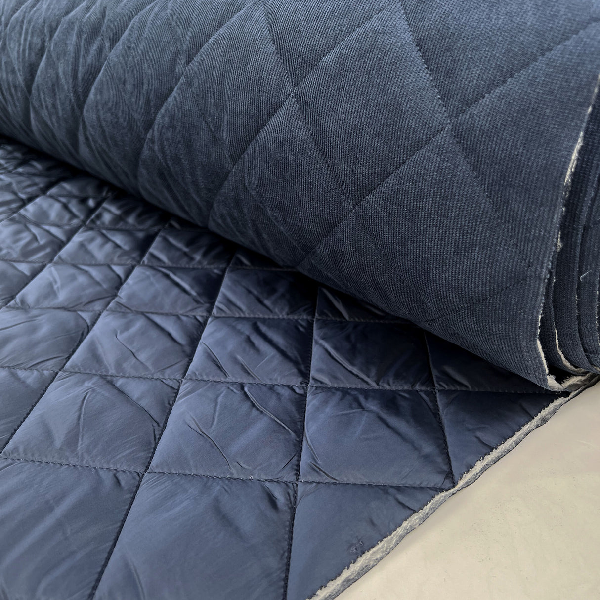 Corduroy Quilting Petrol Blue Polyester Wadded Diamond Coating Fabric Roll