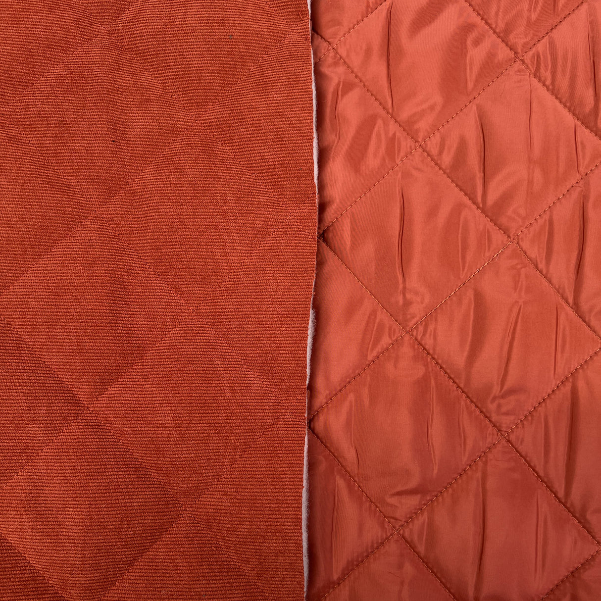 Corduroy Quilting Rust Orange Polyester Wadded Diamond Coating Fabric