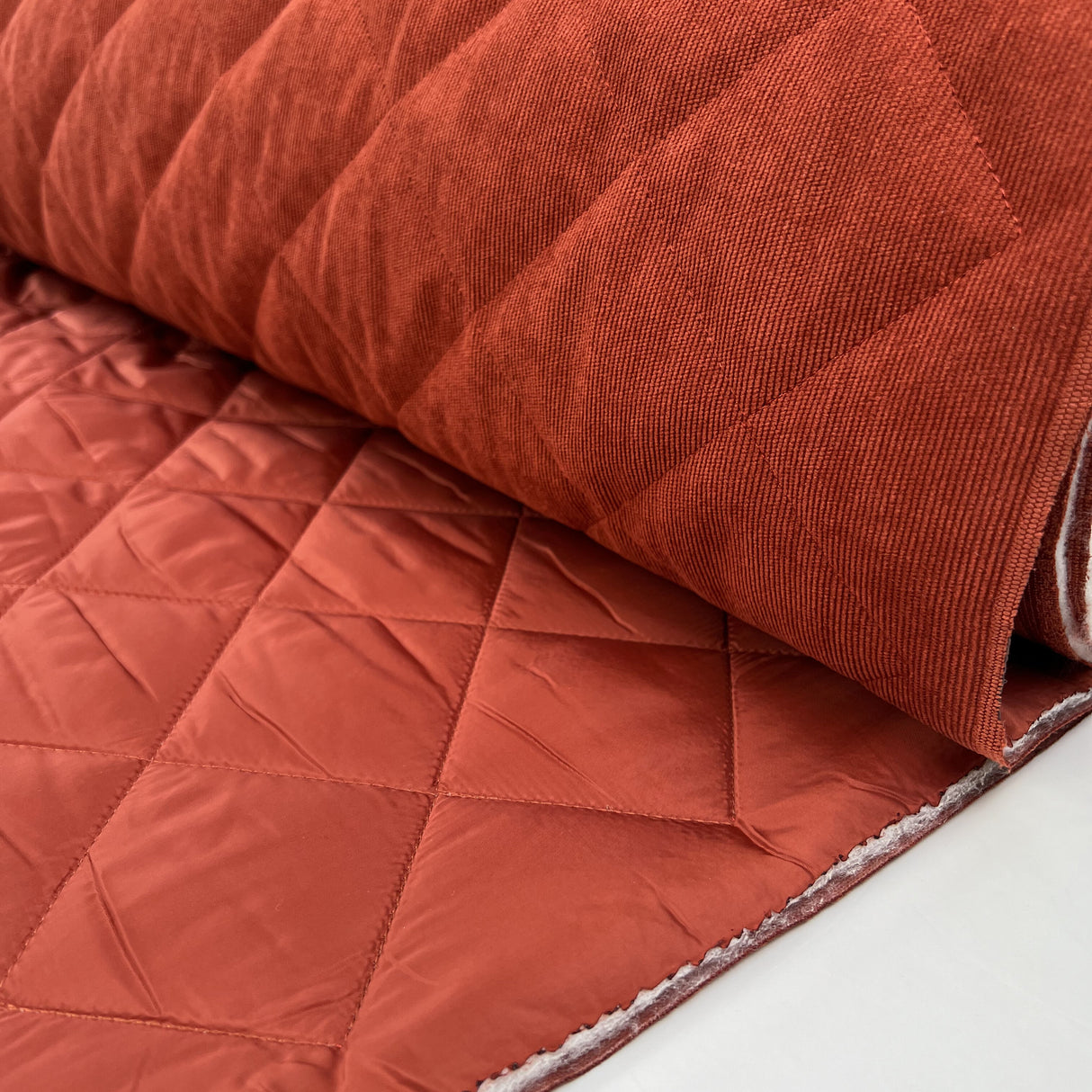 Corduroy Quilting Rust Orange Polyester Wadded Diamond Coating Fabric Roll