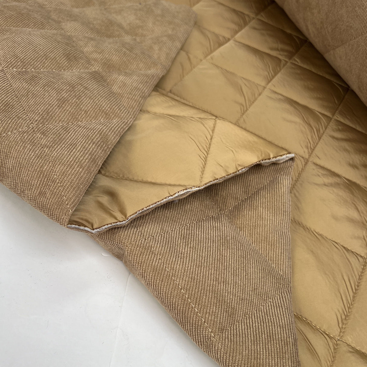 Corduroy Quilting Sand Polyester Wadded Diamond Coating Fabric Fold