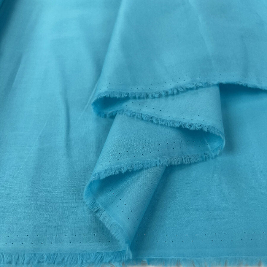 Core Range Cotton Lawn Aqua Blue Combed Woven Plain Dress Fabric Fold